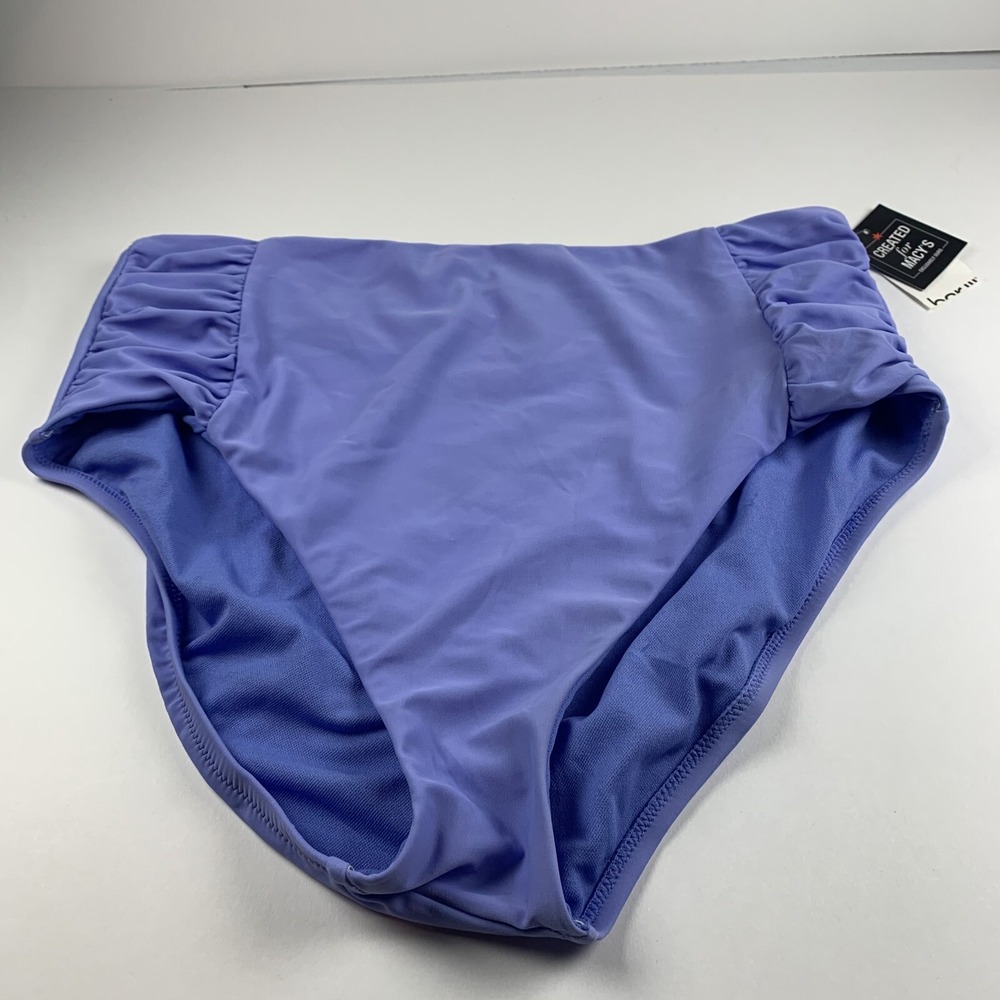 Bar III Shirred High-Rise Bikini Bottoms Women's XL Berry Peri‎ Core Solids Swim